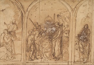 A Design for a Triptych with the Adoration of the Two Saints, early 17th century.