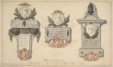 Three Designs for a Funerary Monument or Epitaph, ca. 1770-90.
