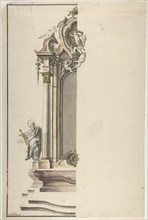 Design for an Aedicular Altar with St. Paul at the Left, mid-18th century.