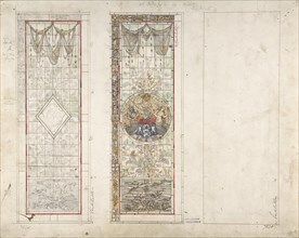 Design for Stained Glass with Marine Motifs, 19th century.