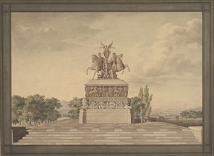 Design for a Monument of the Victory of Waterloo (recto); Portico with Corinthian Columns (verso), 1815.