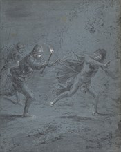 Night scene with soldiers chasing a fugitive (Mark XIV, 5-52), 1611-74.
