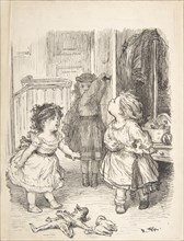Three Little Girls in a Room Arguing and Spitting, 1835-1903.