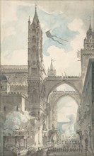 View of the Portal and Principal Entrance of the Cathedral of Palermo during the Festival of Sta. Rosalia, n.d..