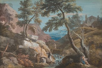 Mountainous Landscape with Hermits, ca. 1700-1730.