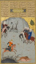 Bahram Gur on the Chase, Folio 10r from a Haft Paikar (Seven Portraits) of the Khamsa (Quintet) of Nizami, ca. 1430.