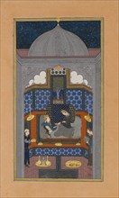 Bahram Gur and the Indian Princess in the Dark Palace on Saturday, Folio 23v from a Haft Paikar (Seven Portraits) of the Khamsa (Quintet) of Nizami, ca. 1430.