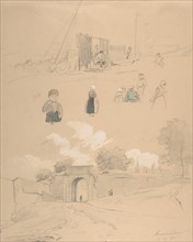 Study Sheet with Figures and Landscapes at Arnemuiden (near Middelburg, The Netherlands), mid-19th century.