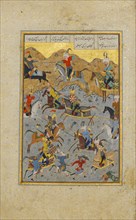 Battle between Alexander and Darius, Folio from a Khamsa (Quintet) of Nizami, A.H. 931/A.D. 1524-25.