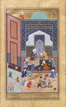 Laila and Majnun in School, Folio 129 from a Khamsa (Quintet) of Nizami, A.H. 931/A.D. 1524-25.