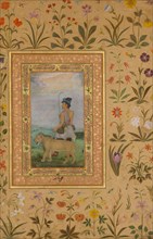 Dervish With a Lion, Folio from the Shah Jahan Album, verso: ca. 1630; recto: ca. 1500.