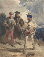 Quentin Durward and the Disguised Louis XI (recto); Study of male figure (verso), 1825 or 1826.