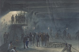 Coiling the Cable in the After-tank on Board the Great Eastern at Sheerness: Visit of H.R.H. the Prince of Wales on May 23rd, 1865, 1865-66.