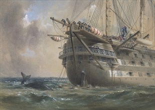 H.M.S. Agamemnon Laying the Atlantic Telegraph Cable in 1858: a Whale Crosses the Line, 1865-66.