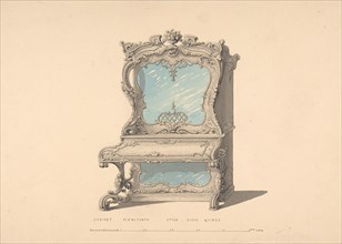 Design for Cabinet Pianoforte, Louis Quinze Style, 1835-1900.