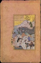 The Anecdote of the Man Who Fell into the Water, Folio 44r from a Mantiq al-tair (Language of the Birds), dated A.H. 892/A.D. 1487.
