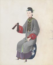 Watercolour of musician playing paiban, late 18th century.