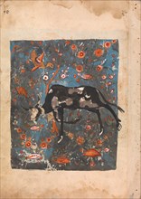 The Ox Shanzabeh Left Behind, Grazing in the Territory of the Lion King, Folio from a Kalila wa Dimna, 18th century.