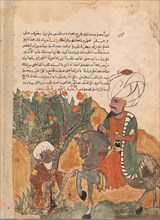 The Rogue's Father Emerges from the Tree, Folio from a Kalila wa Dimna, 18th century.