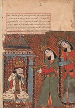 Ilar (or Irakht) About to Throw the Bowl of Rice at the King, Folio from a Kalila wa Dimna, 18th century.