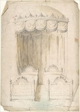 Design for Twin Beds with a Canopy, 1841-84.