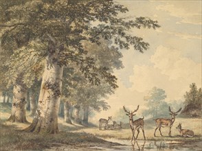 Deer under Beech Trees in Winter, 1853.