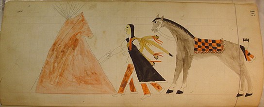 Maffet Ledger: Indian and horse, ca. 1874-81.