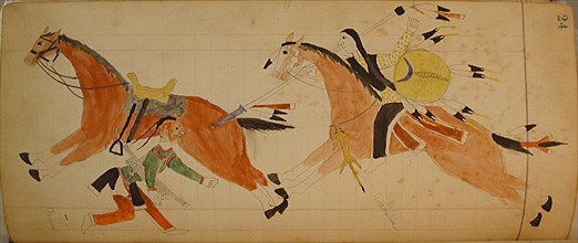 Maffet Ledger: Two Indians with horses, ca. 1874-81.