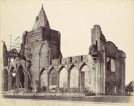 Crowland Abbey, the West Front Under Repair, 1860.