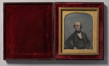 [Middle-aged Man with Glasses Holding Pocket Watch], 1844-59.