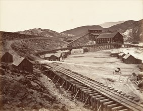Eureka Quartz Mill and Flume, Nevada, 1875, printed ca. 1876.