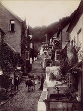 Clovelly, The New Inn and Street, 1870s.