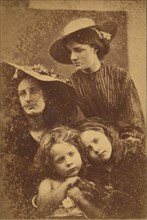 Summer Days, 1866-69. Two young women (May Prinsep and Mary Ryan) wearing straw hats, two young children (Freddy Gould and Elizabeth Keown) are seated in front.