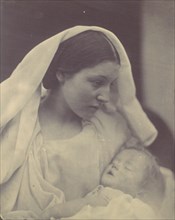 La Madonna Riposata, 1864. Mary Hillier as the Virgin Mary, costumed and posed in a scene reminiscent of Italian painting.