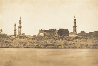 Vue de Girgeh et du littoral enlevé - par l'inondation du Nil, 1849-50.