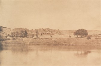 Vue prise à l'Est de Philae - Village de Abou-Kouli; Route d'Assouan, 1849-50.