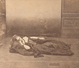[La Comtesse Reclining in Dark Dress with Chain Around Neck], 1861-65.
