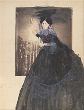 [La Comtesse at Table holding Fan], 1860s.