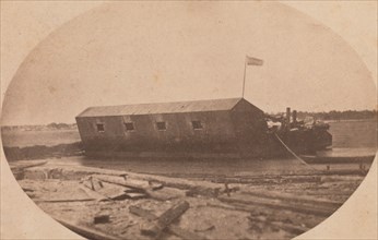 Hamilton's Floating Battery Moored at the End of Sullivan's Island the Night Before They Opened Fire upon Fort Sumter, April 1861. Attributed to Alma A. Pelot and Jesse H. Bolles.