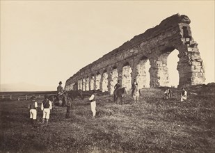 [Men on Horse by Roman Aqueduct], 1860s.