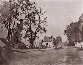 Headquarters of Capt. H.B. Blood, A.Q.M., at City Point, Virginia, 1861-65. Formerly attributed to Mathew B. Brady.