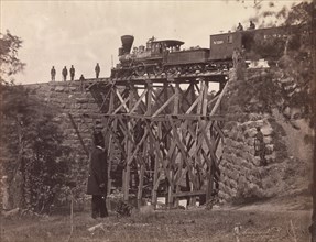 Bridge on Orange and Alexandria Rail Road, as Repaired by Army Engineers under Colonel Herman Haupt, 1865. Formerly attributed to Mathew B. Brady.
