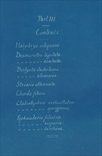 Part III Contents from Photographs of British Algae: Cyanotype Impressions, ca. 1853.