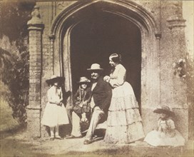 Family Group Portrait Posed in Doorway, late 1840s.