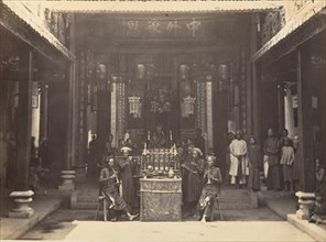 Cérémonie religieuse dans la Pagode Chinoise de Cholen, Saïgon, Cochinchine, 1866.