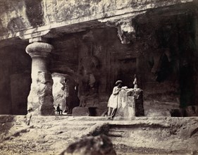 Elephanta from Water Cave, Coombe Martin Bay, Watermouth, 1870s.