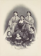 [Portrait of a Seated Woman Surrounded by Five Girls, Seated and Standing], 1850s-60s.