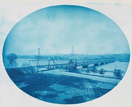 No. 201. U.S. Government Bridge at Rock Island, Illinois (High Water), 1888.