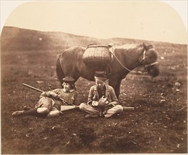 Charlie and Peel Ross with Horse after a Hunt, ca. 1856-59.