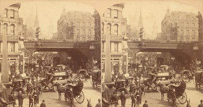 Group of 4 Stereograph Views of Ludgate Hill, London, England, 1850s-1910s.